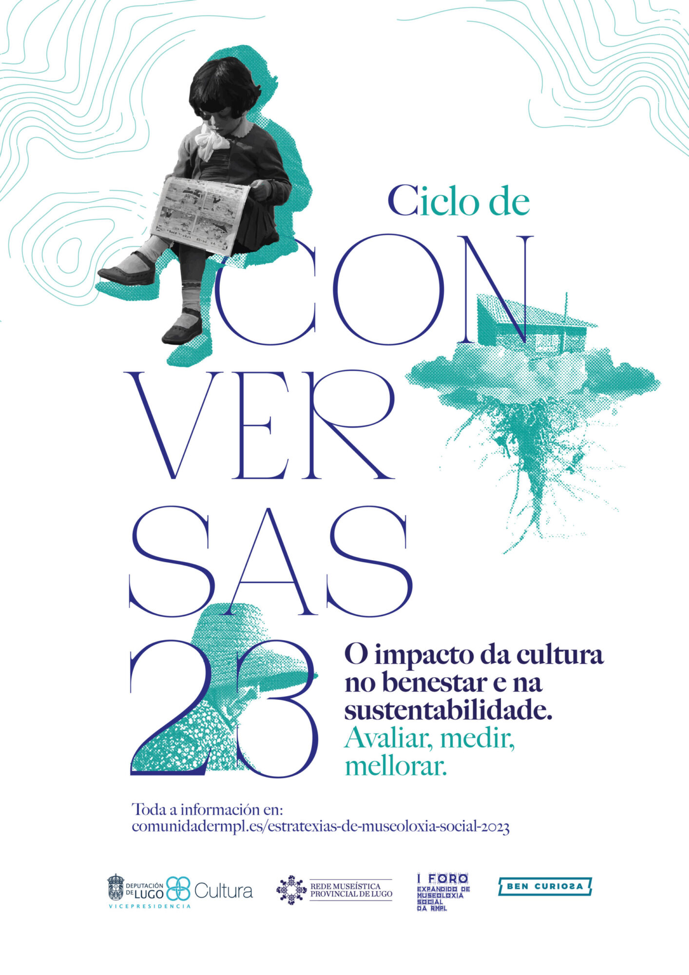 Cartaz vertical do ciclo de conversas sobre cultura, benestar e sustentabilidade
