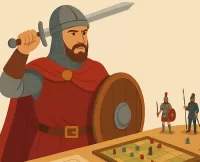 Cartel do evento "Xogando coa Historia" no Museo Provincial de Lugo, o sábado 13 de setembro. A imaxe mostra un cabaleiro medieval xunto a un xogo de mesa.