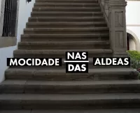 cartaz de Mocidade das nas aledeas na que se ve a escaleira de pedra de entrada a balaustrada do entrada do pazo de tor